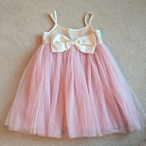 Tutu Du Monde Pink Tulle Party Dress with Cream Bow
